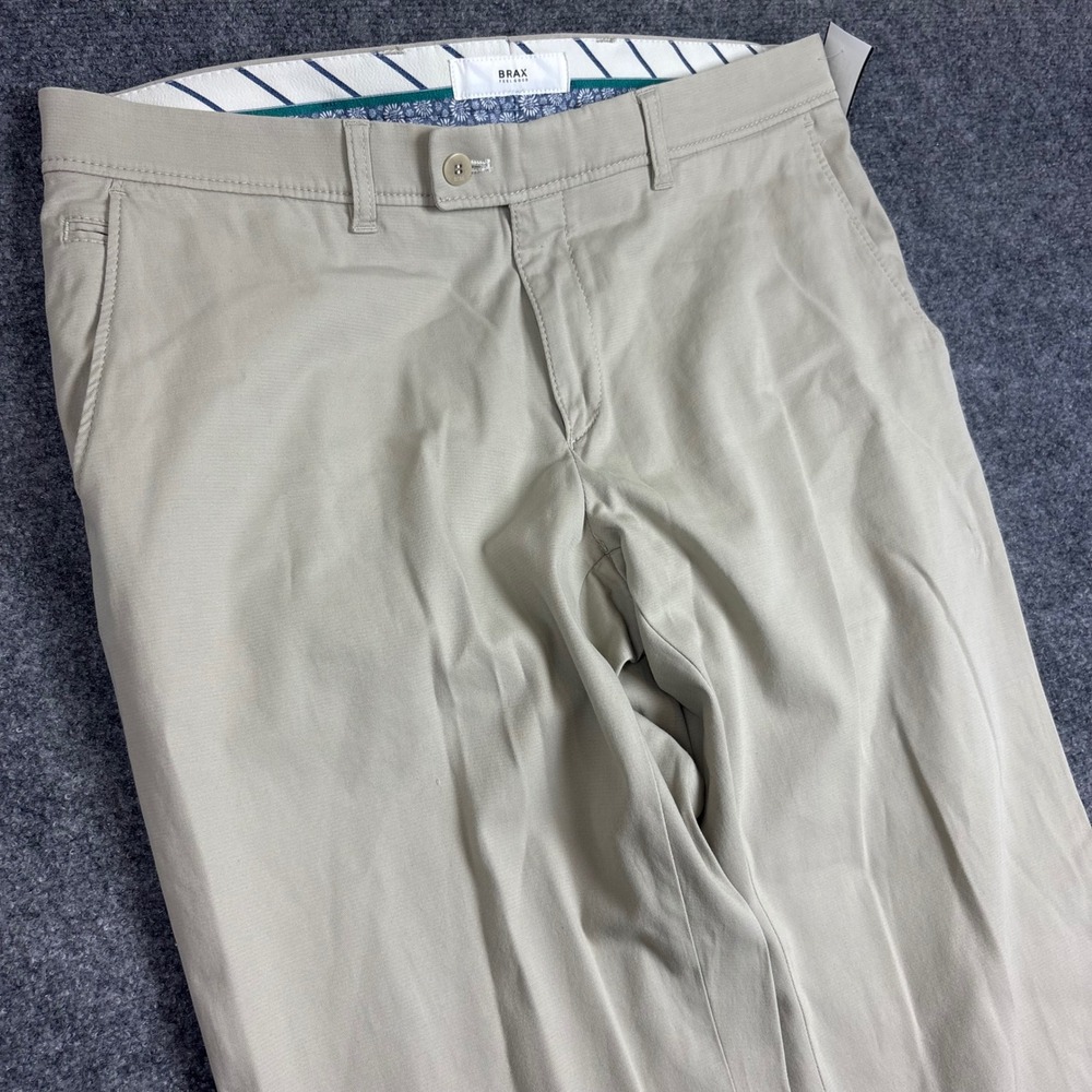 Brax Feel Good Style Evans Mens Chino Pants Beige Khaki 36/34 Straight Leg